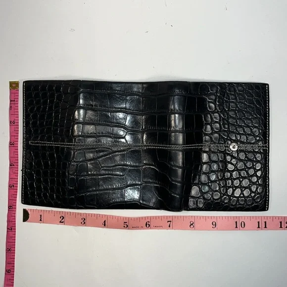 Authentic TOD’S Black Alligator Leather Tri-Fold Wallet